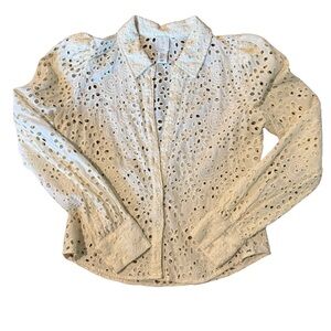 Joie - Cream Eyelet Lace Button up Blouse - Size Small